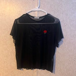 Black mesh top